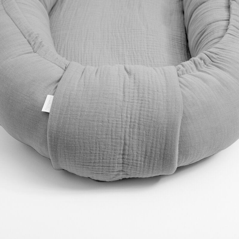Cosulet bebelus New Baby Baby Nest 80 x 50 cm din muselina light grey - 2