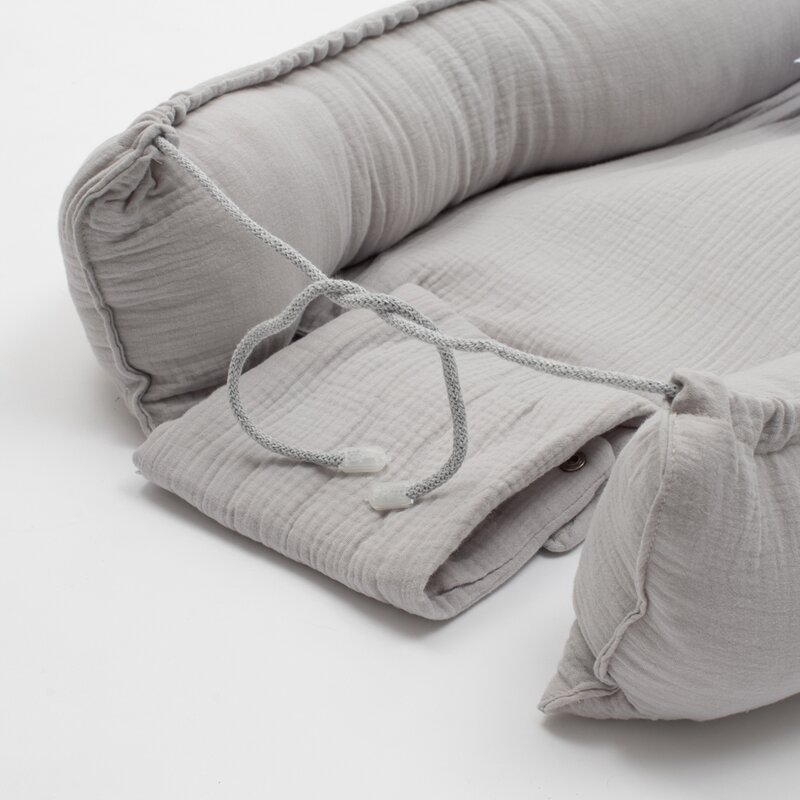 Cosulet bebelus New Baby Baby Nest 80 x 50 cm din muselina light grey - 3