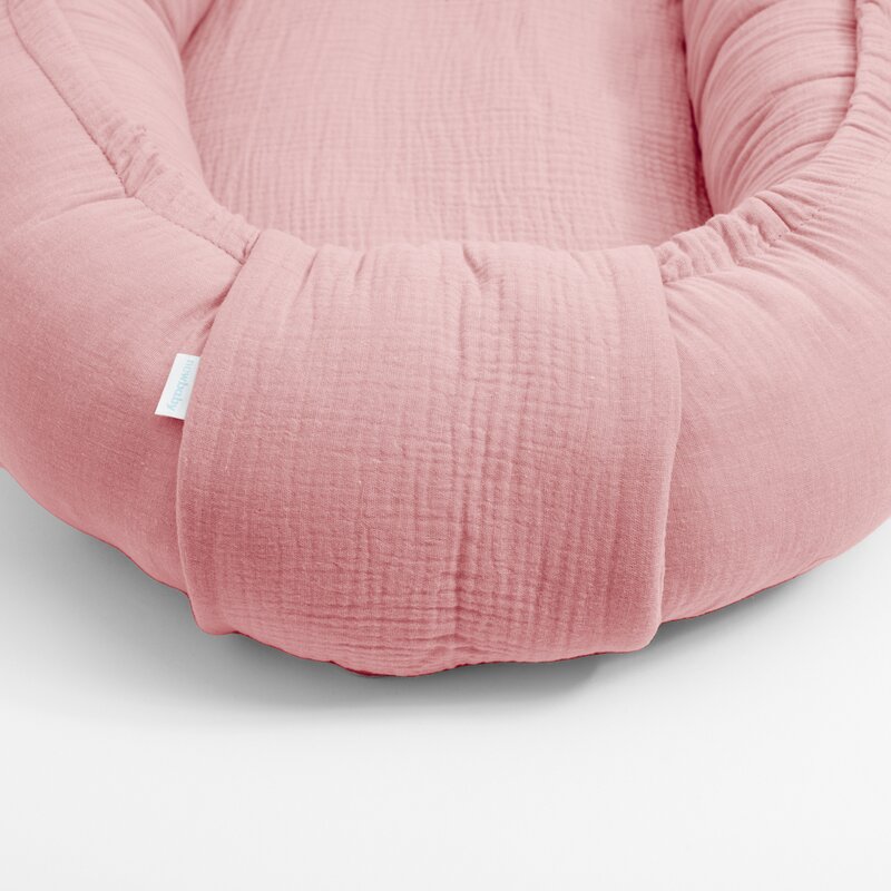 Cosulet bebelus New Baby Baby Nest 80 x 50 cm din muselina pink - 2