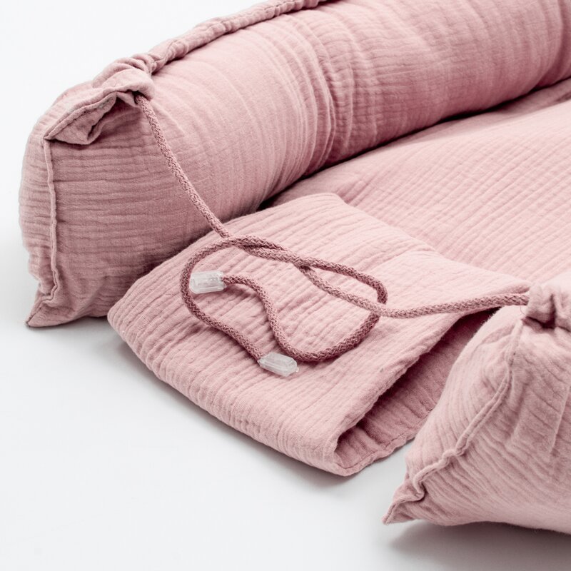 Cosulet bebelus New Baby Baby Nest 80 x 50 cm din muselina pink - 3