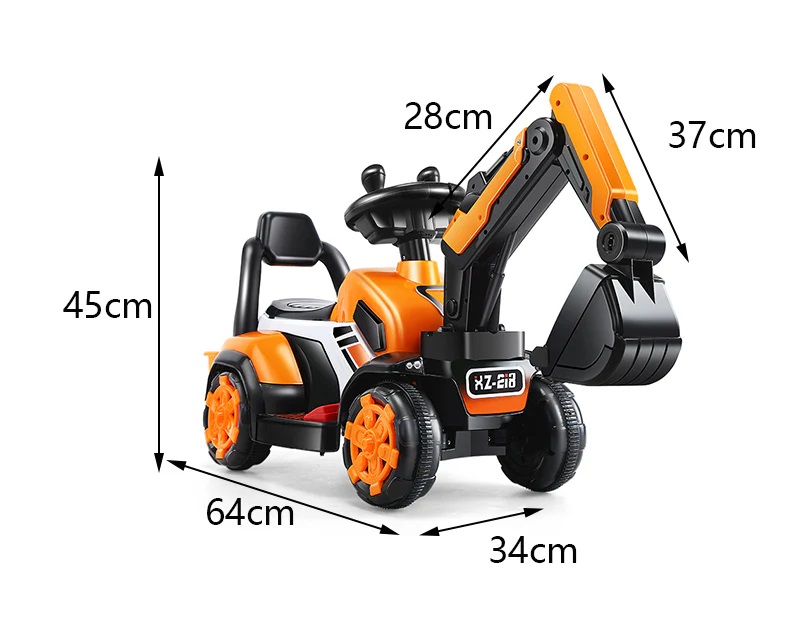 Excavator electric pentru copii Nichiduta Yellow 6V 35W, pornire la buton si suport lat pentru picioare - 6