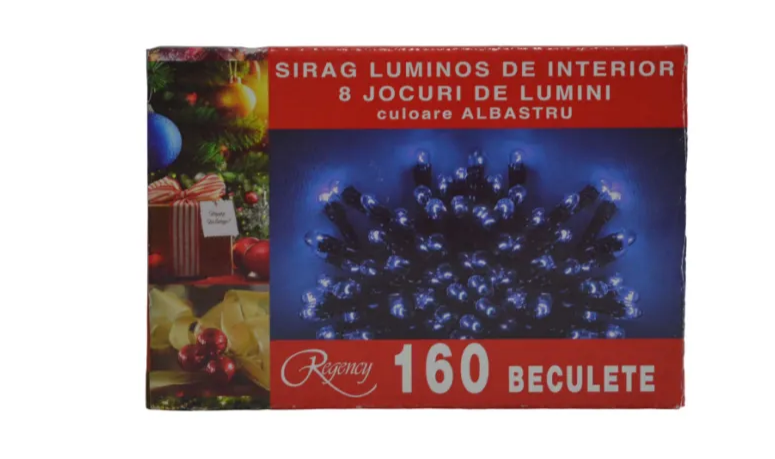 Instalatie de Craciun sirag luminos cu 8 jocuri de lumini 160 de beculete albastre