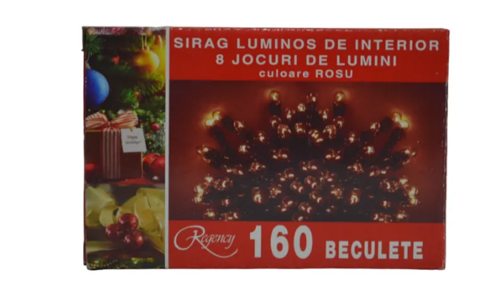 Instalatie de Craciun sirag luminos cu 8 jocuri de lumini 160 de beculete rosii