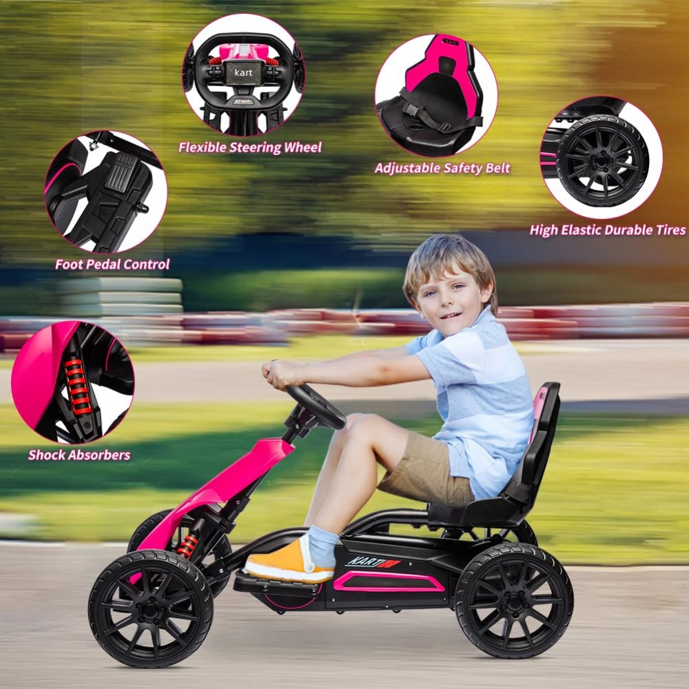 Kart electric 12V pentru copii cu roti EVA Nichiduta Go kart Sport Pink - 5