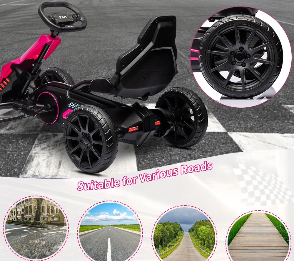 Kart electric 12V pentru copii cu roti EVA Nichiduta Go kart Sport Pink - 6