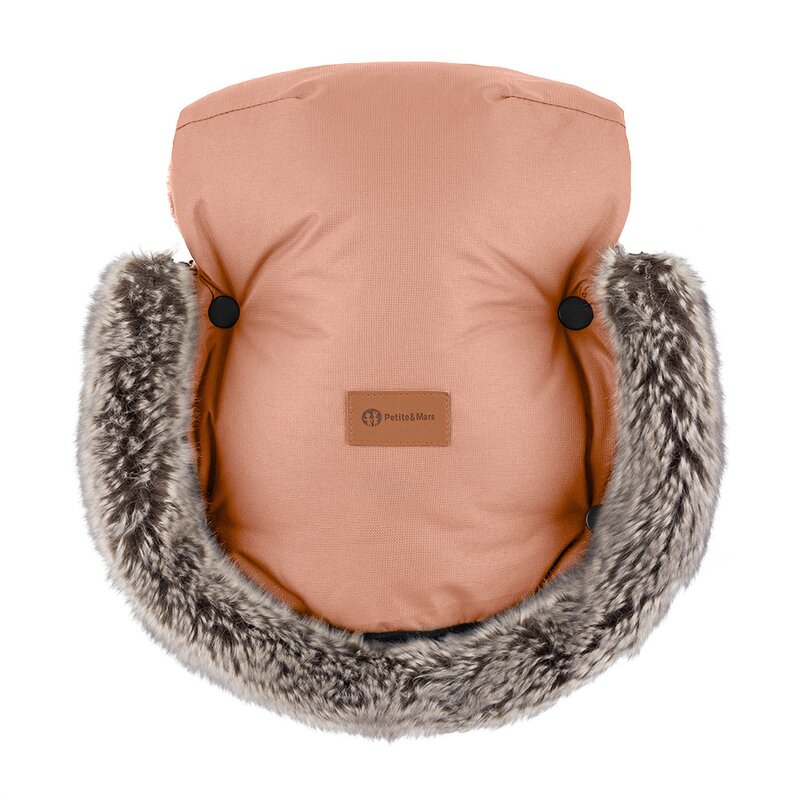 Manusi pentru carucior PetiteMars Furry cu blanita detasabila impermeabile Pastel Peach - 4