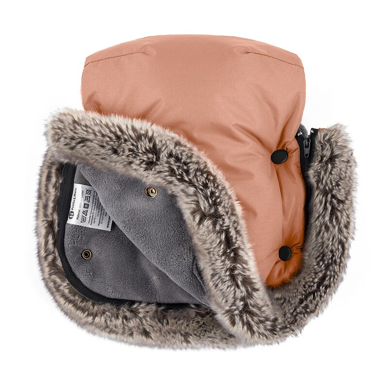 Manusi pentru carucior PetiteMars Furry cu blanita detasabila impermeabile Pastel Peach