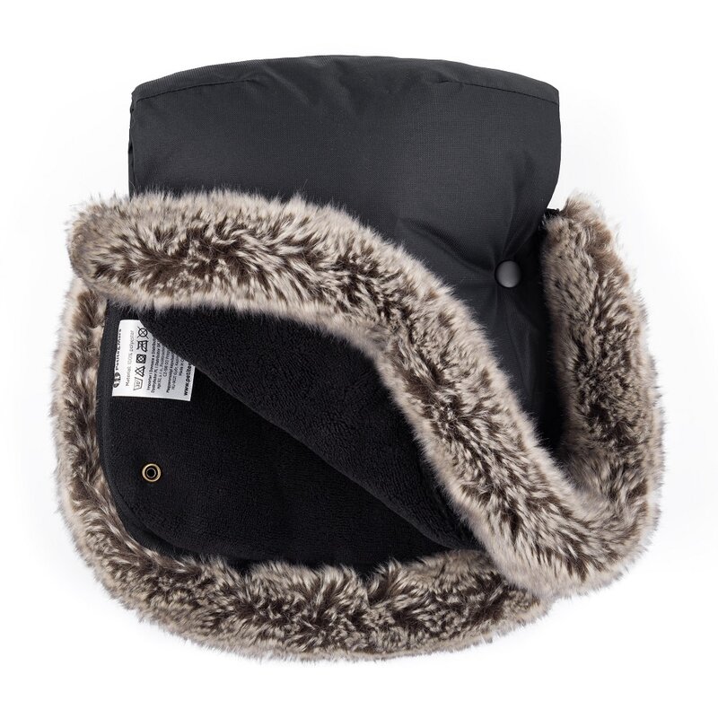 Manusi pentru carucior PetiteMars Furry cu blanita detasabila impermeabile Forever Black