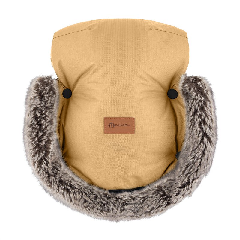 Manusi pentru carucior PetiteMars Furry cu blanita detasabila impermeabile Elegant Caramel - 4