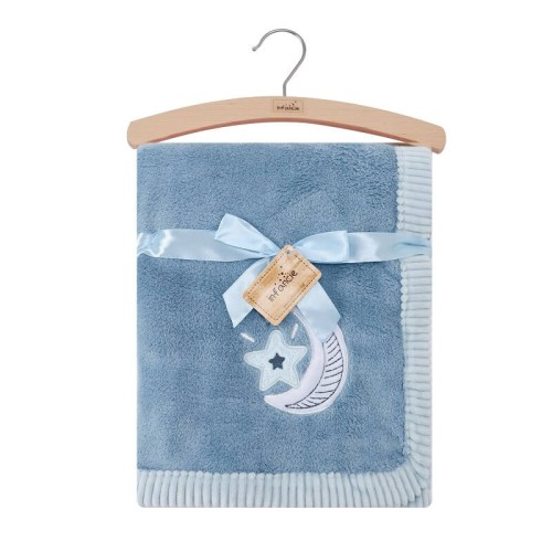 Paturica din fleece Mothers Choice cu broderie pentru bebelusi bleu - 1 | YEO