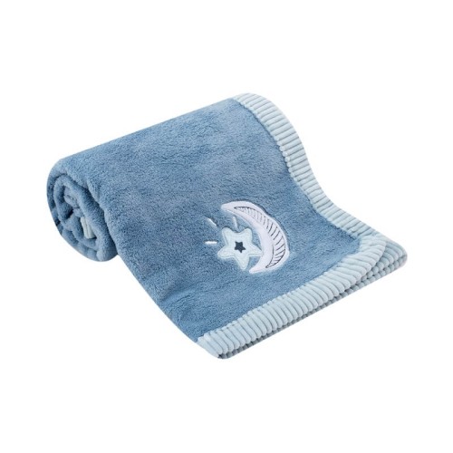 Paturica din fleece Mothers Choice cu broderie pentru bebelusi bleu