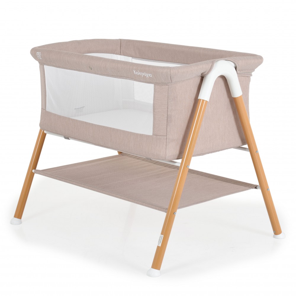 Patut Co-sleeper cu cos pentru accesorii si plasa Kalinihta Premium Beige - 1 | YEO