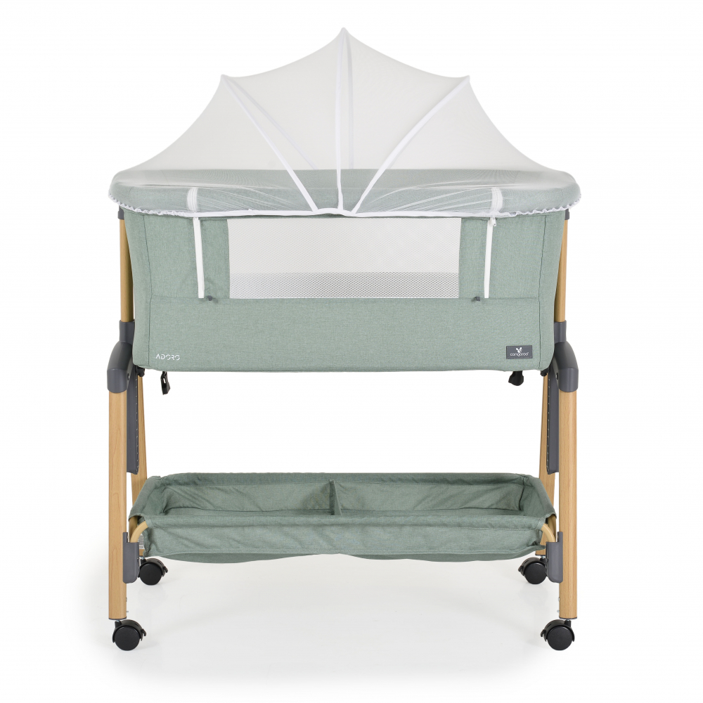 Patut Co-Sleeper cu cos si plasa 90x53 cm Adoro Green - 2 | YEO