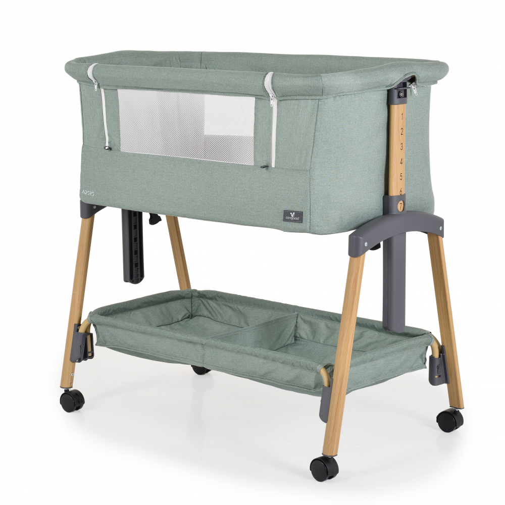 Patut Co-Sleeper cu cos si plasa 90x53 cm Adoro Green - 3 | YEO