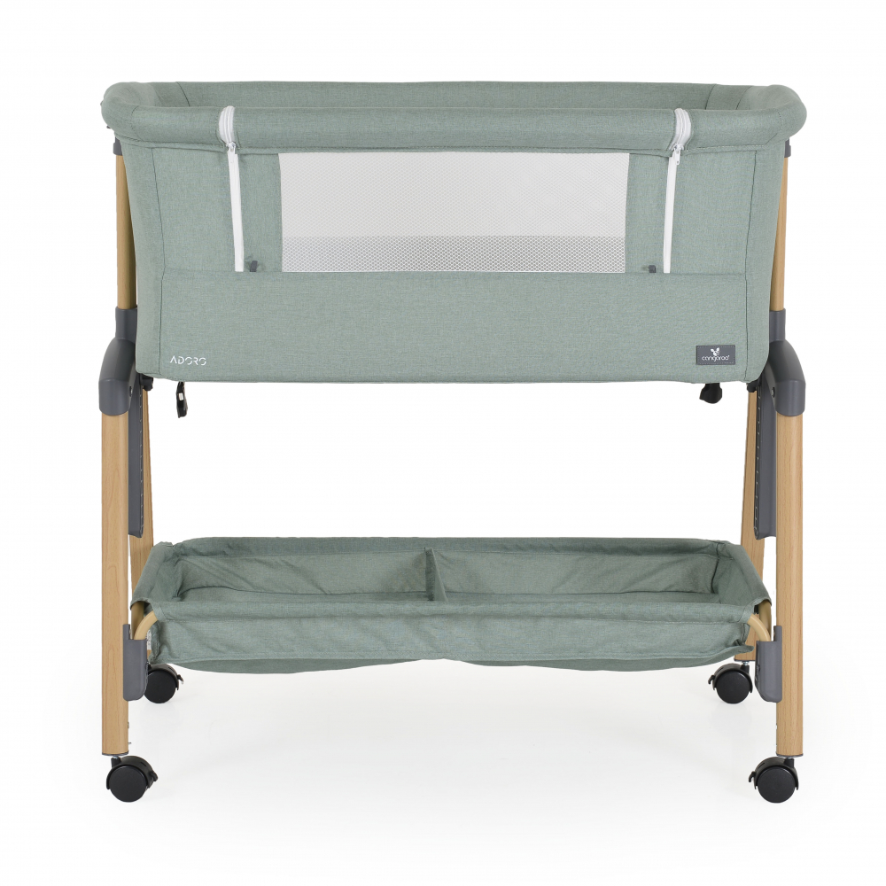 Patut Co-Sleeper cu laterala culisanta, saltea inclusa si spatiu depozitare 90x53 cm Adoro Green - 5