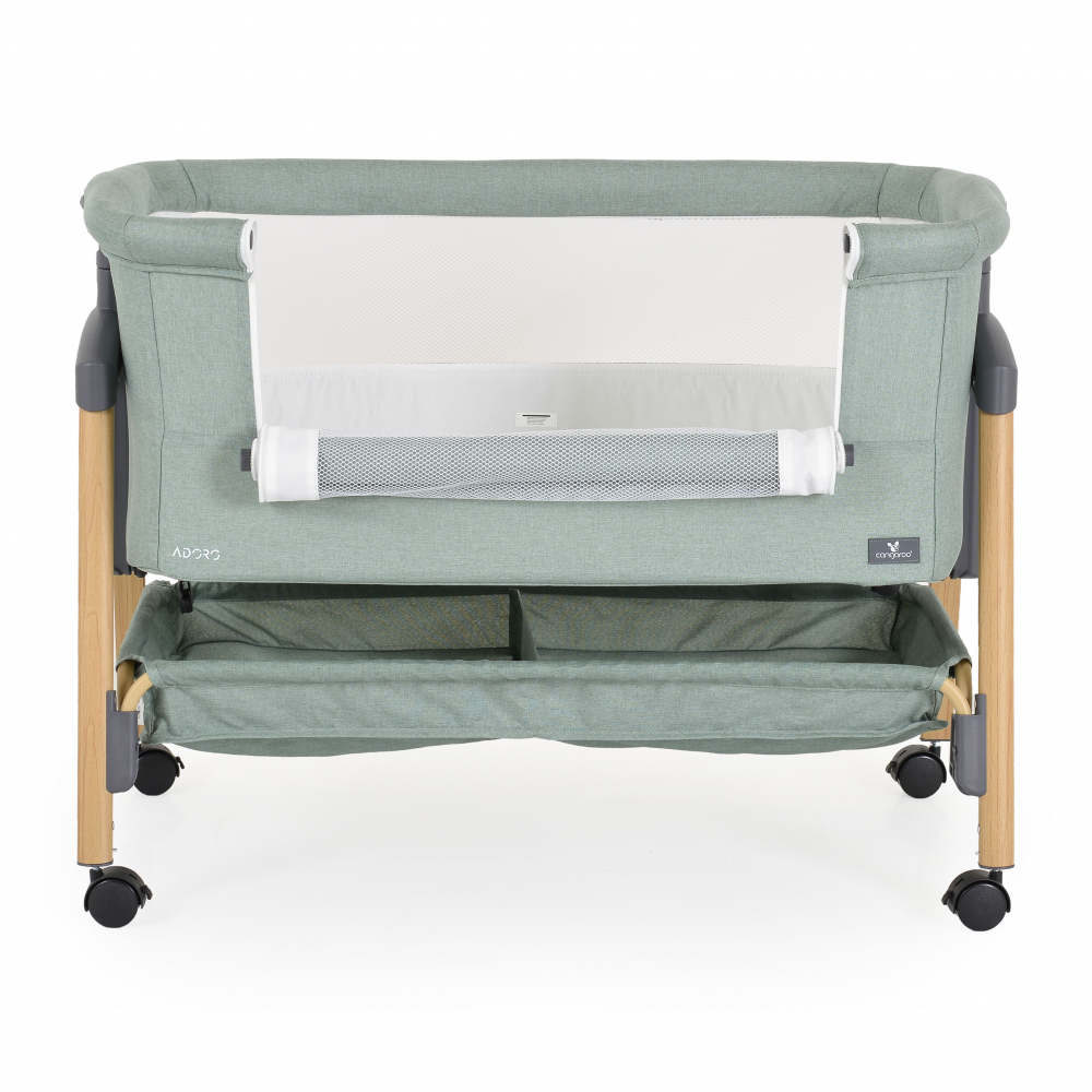 Patut Co-Sleeper cu laterala culisanta, saltea inclusa si spatiu depozitare 90x53 cm Adoro Green - 8