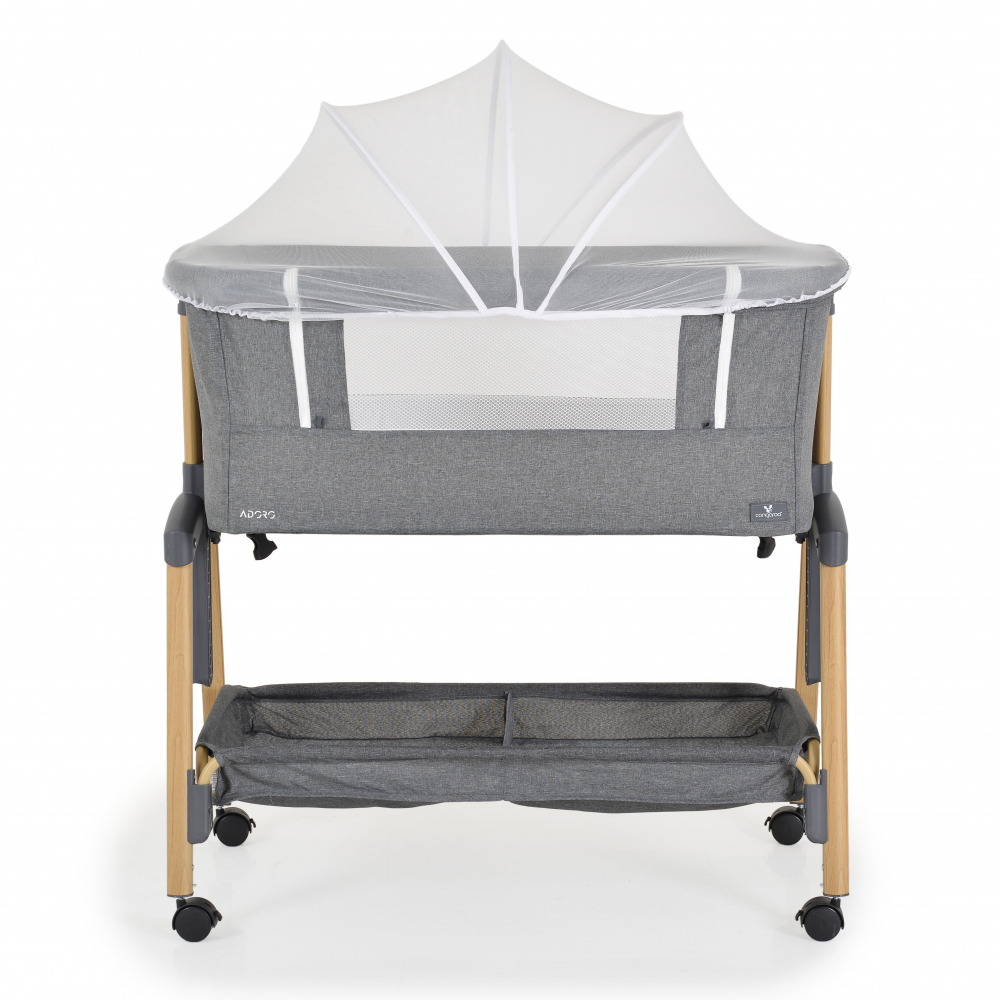 Patut Co-Sleeper cu laterala culisanta, saltea inclusa si spatiu depozitare 90x53 cm Adoro Grey - 7