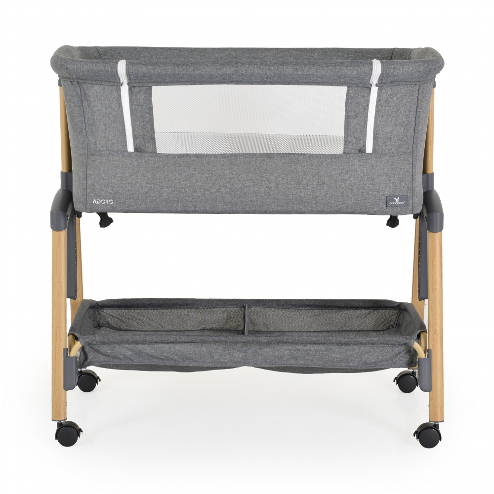 Patut Co-Sleeper cu cos si plasa 90x53 cm Adoro Grey - 1 | YEO