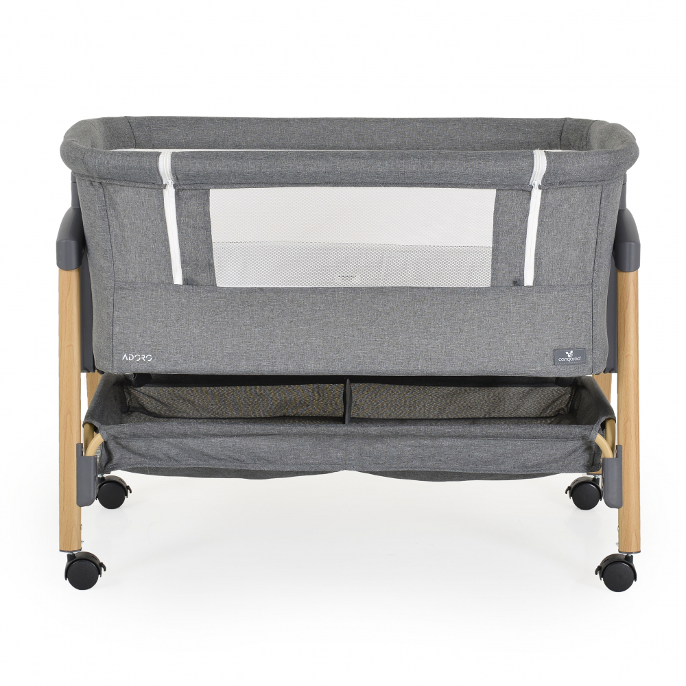 Patut Co-Sleeper cu cos si plasa 90x53 cm Adoro Grey - 2 | YEO