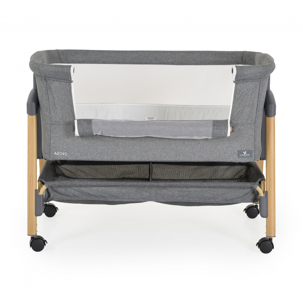 Patut Co-Sleeper cu cos si plasa 90x53 cm Adoro Grey - 3 | YEO