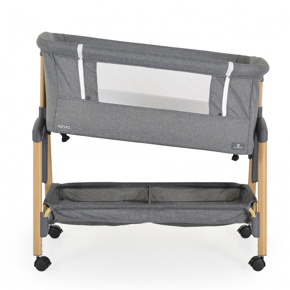 Patut Co-Sleeper cu laterala culisanta, saltea inclusa si spatiu depozitare 90x53 cm Adoro Grey - 4