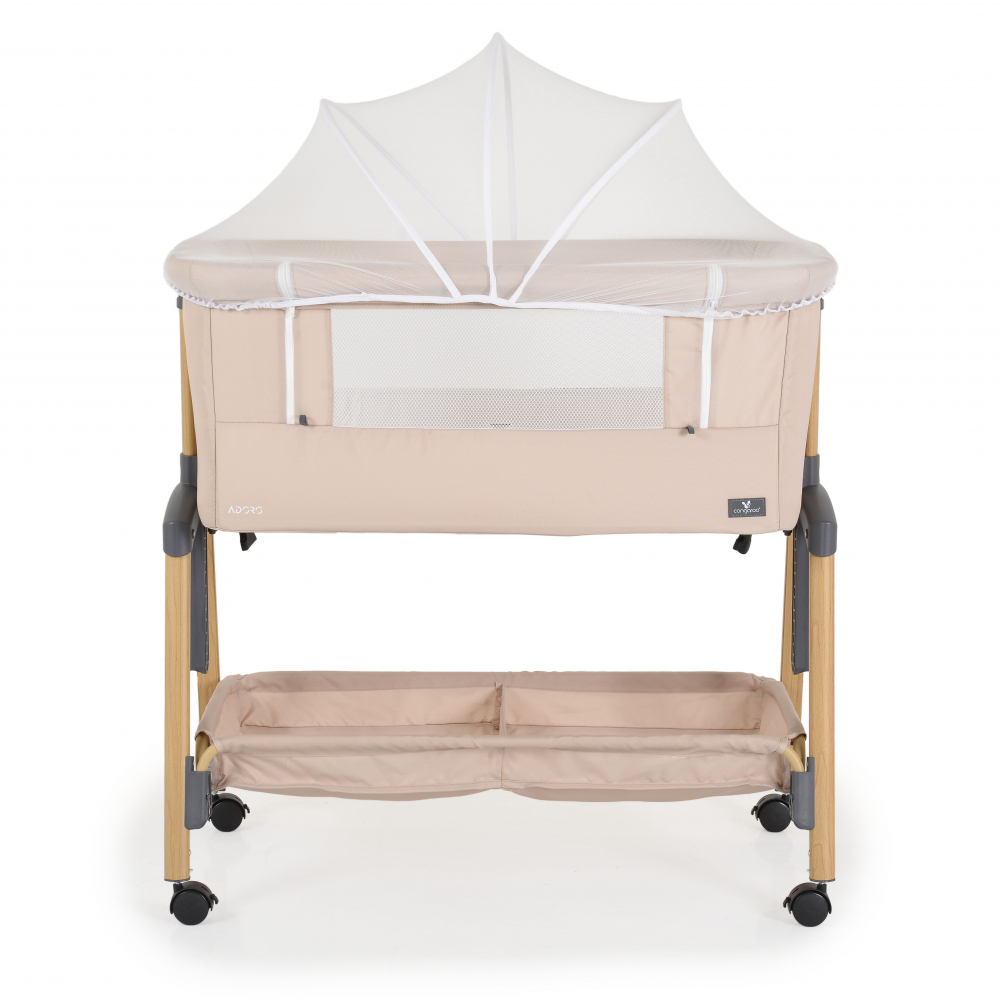 Patut Co-Sleeper cu cos si plasa 90x53 cm Adoro Khaki - 2 | YEO