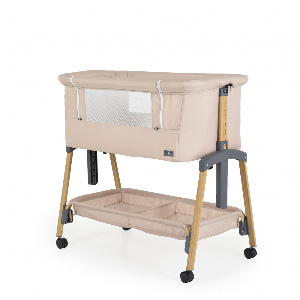 Patut Co-Sleeper cu cos si plasa 90x53 cm Adoro Khaki - 3 | YEO