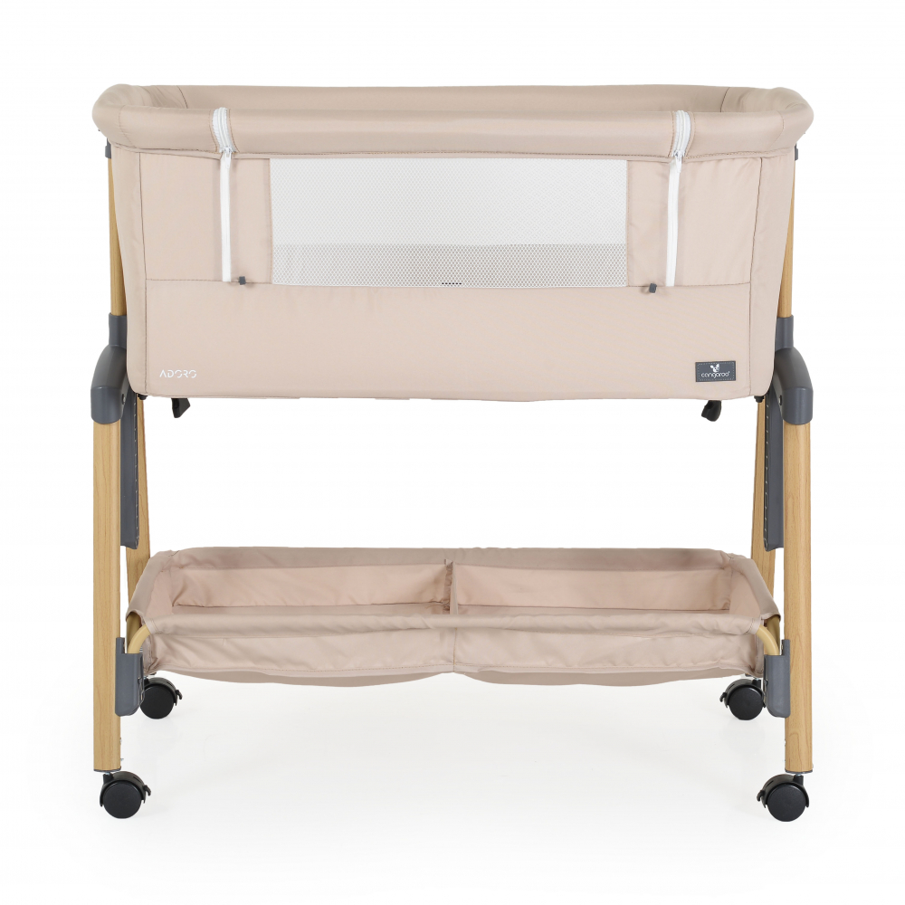 Patut Co-Sleeper cu laterala culisanta, saltea inclusa si spatiu depozitare 90x53 cm Adoro Khaki - 5