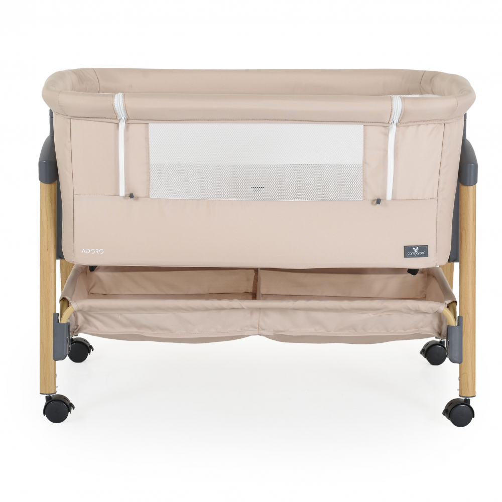 Patut Co-Sleeper cu laterala culisanta, saltea inclusa si spatiu depozitare 90x53 cm Adoro Khaki - 6