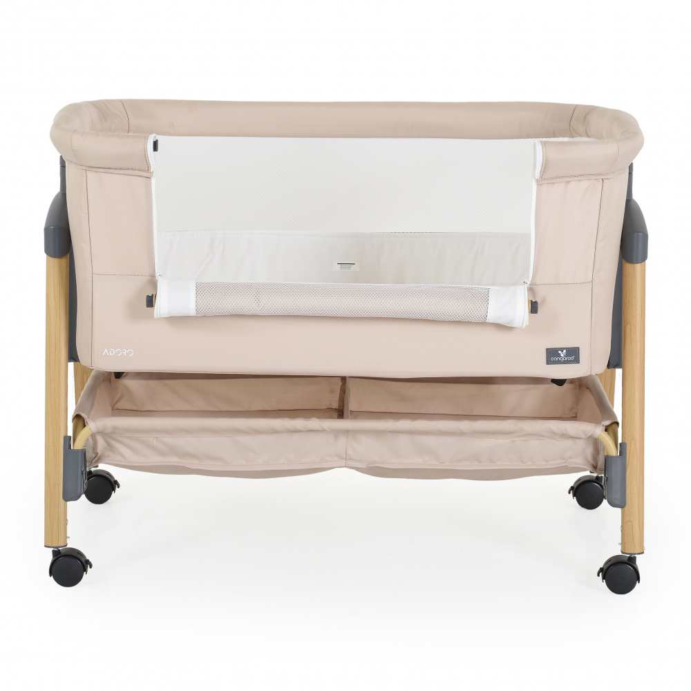 Patut Co-Sleeper cu laterala culisanta, saltea inclusa si spatiu depozitare 90x53 cm Adoro Khaki - 7