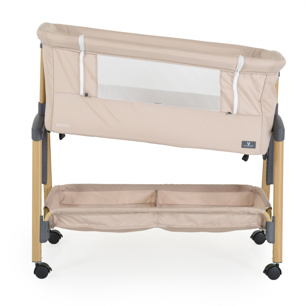 Patut Co-Sleeper cu laterala culisanta, saltea inclusa si spatiu depozitare 90x53 cm Adoro Khaki - 8