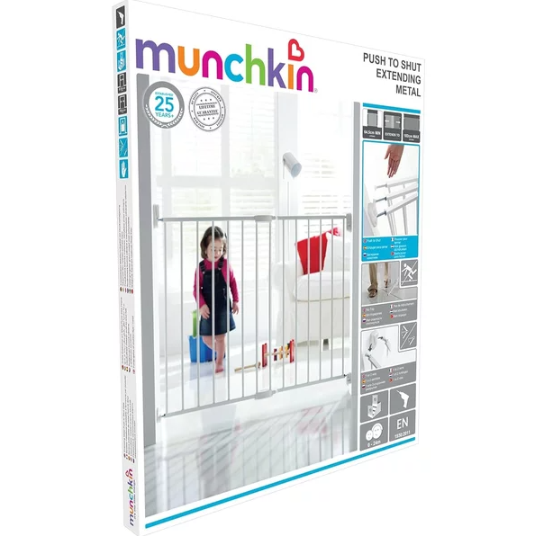 Poarta de siguranta extensibila Munchkin din Metal Push To Shut white