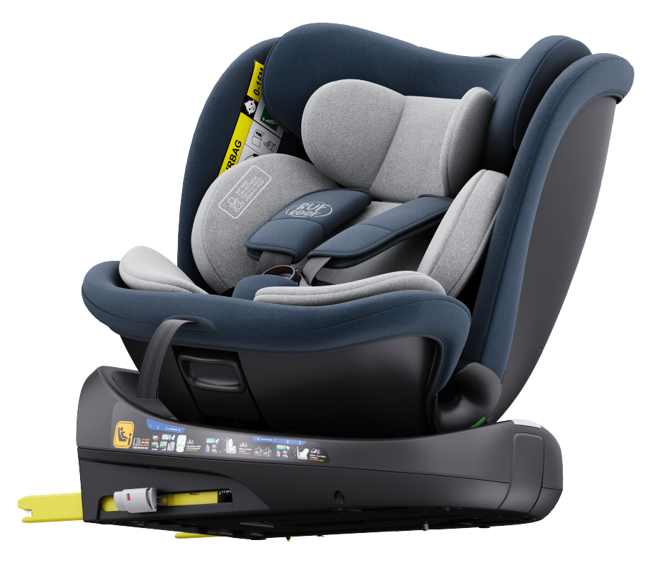 Scaun auto rotativ cu isofix B-Joy Deluxe Buf Boof iSize 40-150 cm blue