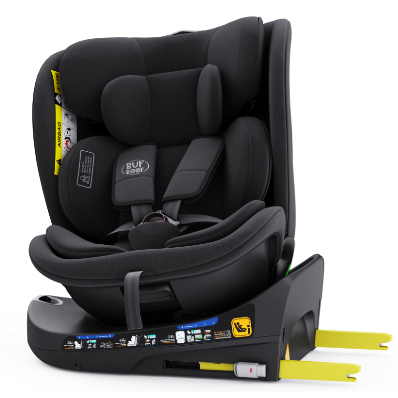 Scaun auto rotativ cu isofix B-Joy Deluxe Buf Boof iSize 40-150 cm black - 3