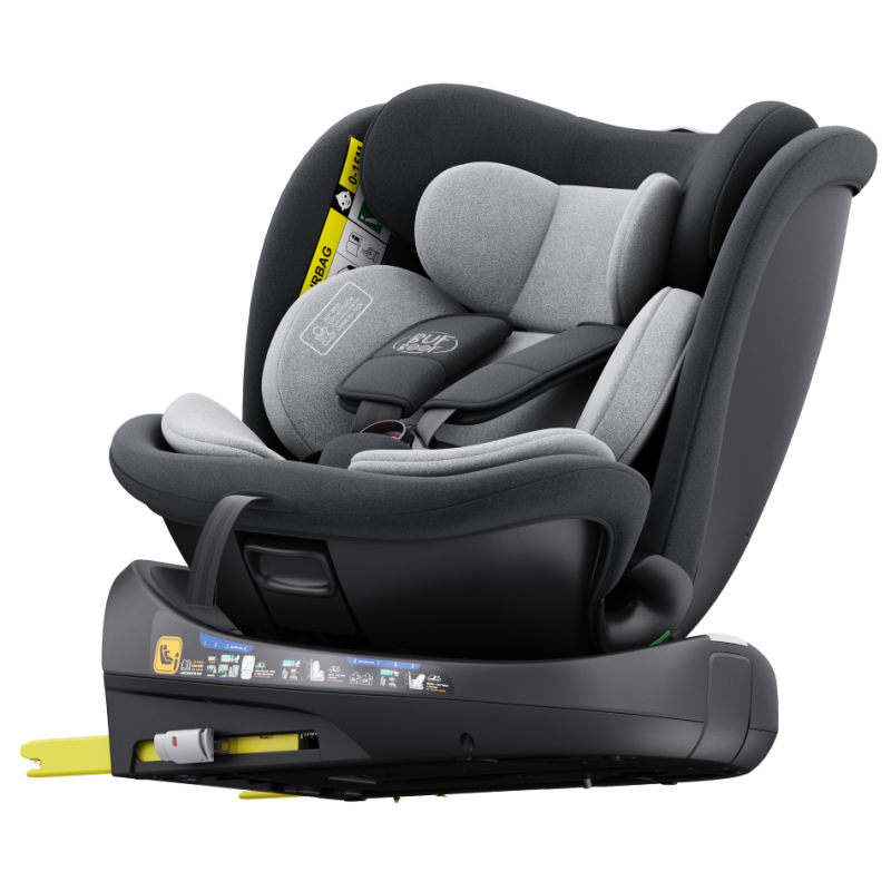 Scaun auto rotativ cu isofix B-Joy Deluxe Buf Boof iSize 40-150 cm grey - 2