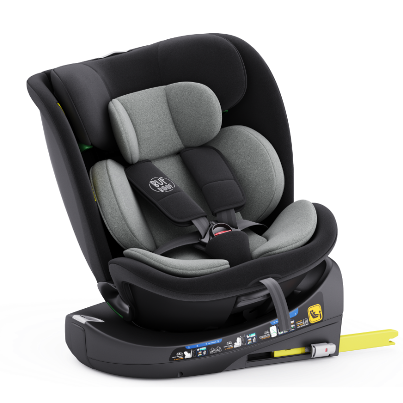 Scaun auto rotativ cu isofix B-Joy Deluxe Buf Boof iSize 40-150 cm grey - 5