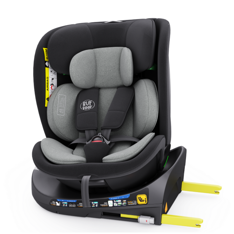 Scaun auto rotativ cu isofix B-Joy Deluxe Buf Boof iSize 40-150 cm grey - 6