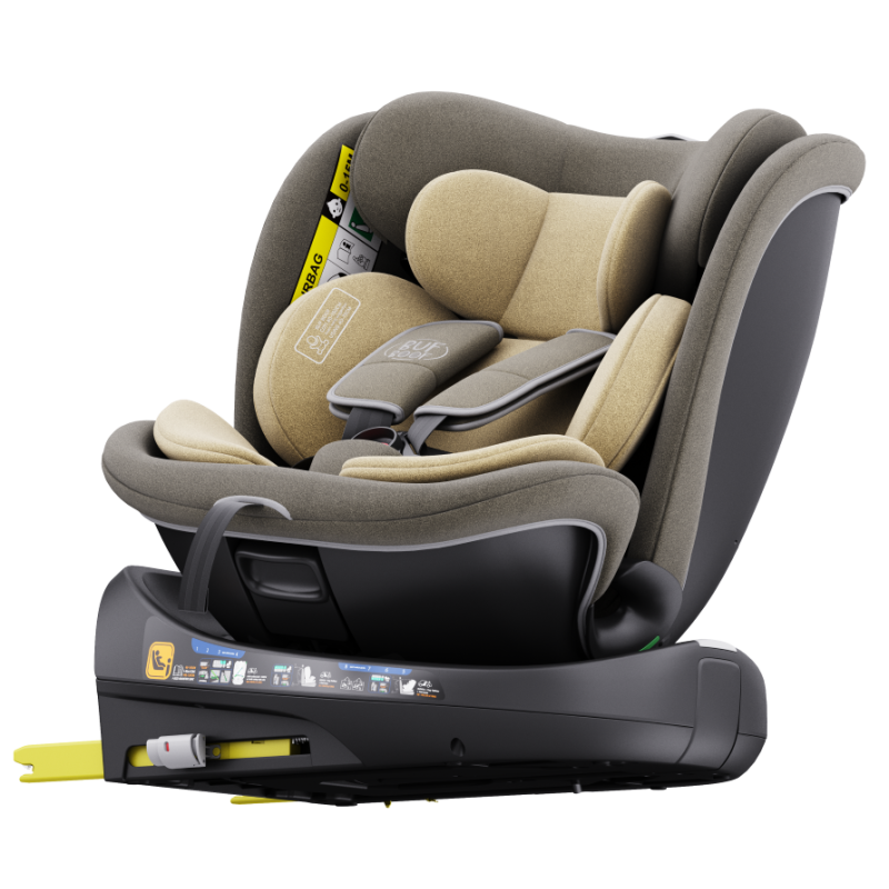 Scaun auto rotativ cu isofix B-Joy Deluxe Buf Boof iSize 40-150 cm lightbrown