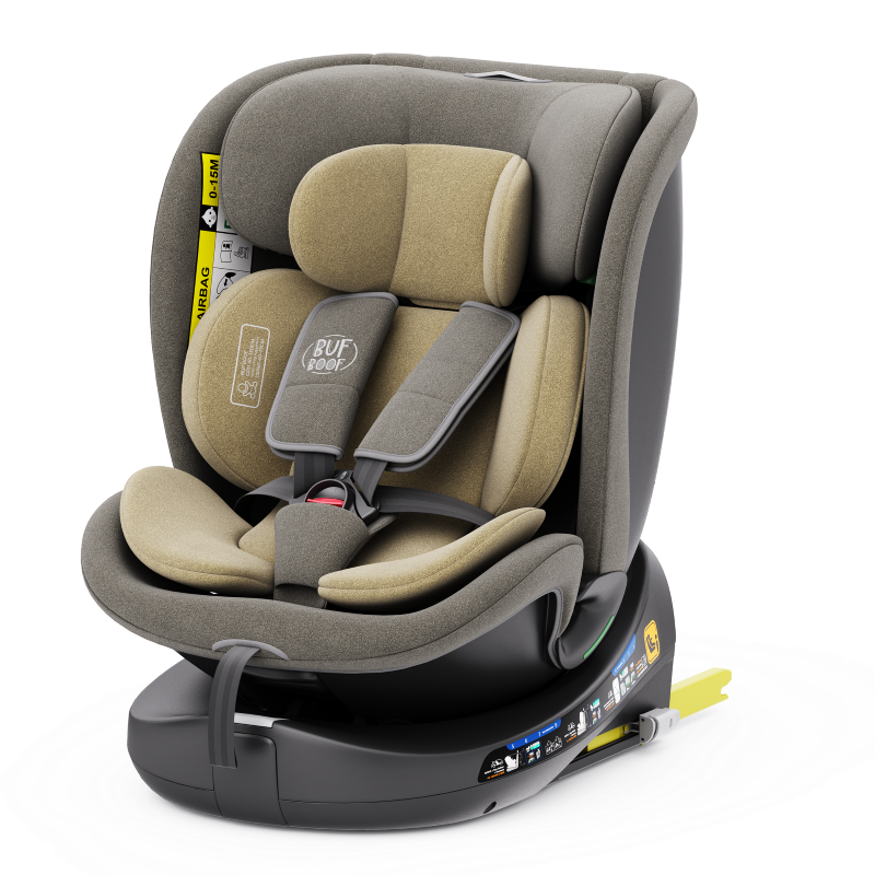 Scaun auto rotativ cu isofix B-Joy Deluxe Buf Boof iSize 40-150 cm lightbrown - 5