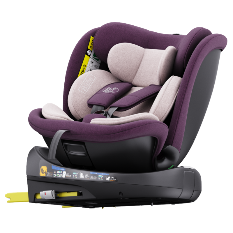 Scaun auto rotativ cu isofix B-Joy Deluxe Buf Boof iSize 40-150 cm purple