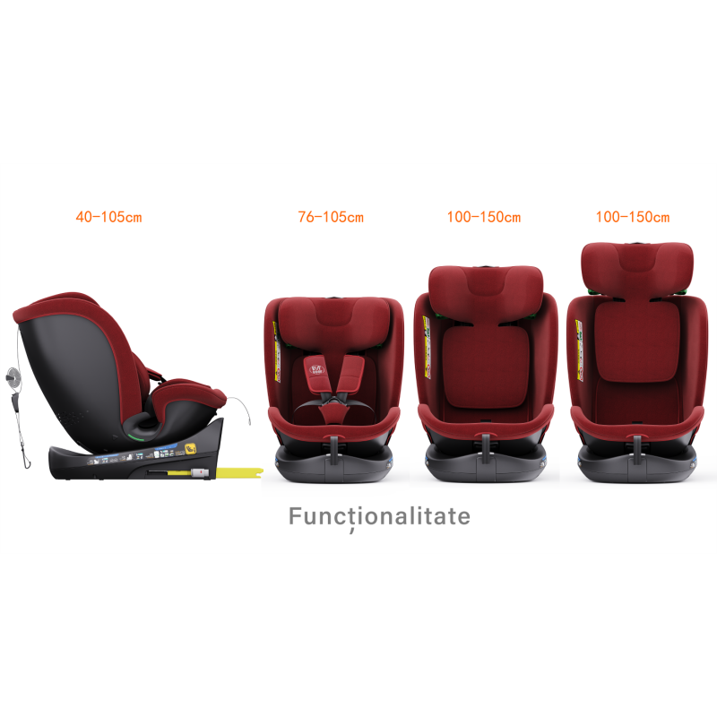 Scaun auto rotativ cu isofix B-Joy Deluxe Buf Boof iSize 40-150 cm red - 1 | YEO