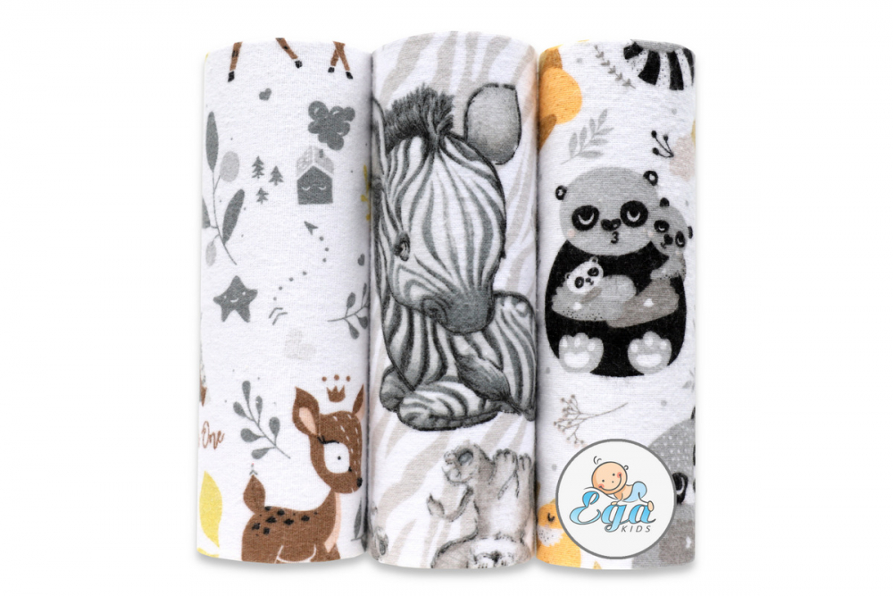 Set 3 scutece din finet 70x80 cm No5 Animals - 1 | YEO