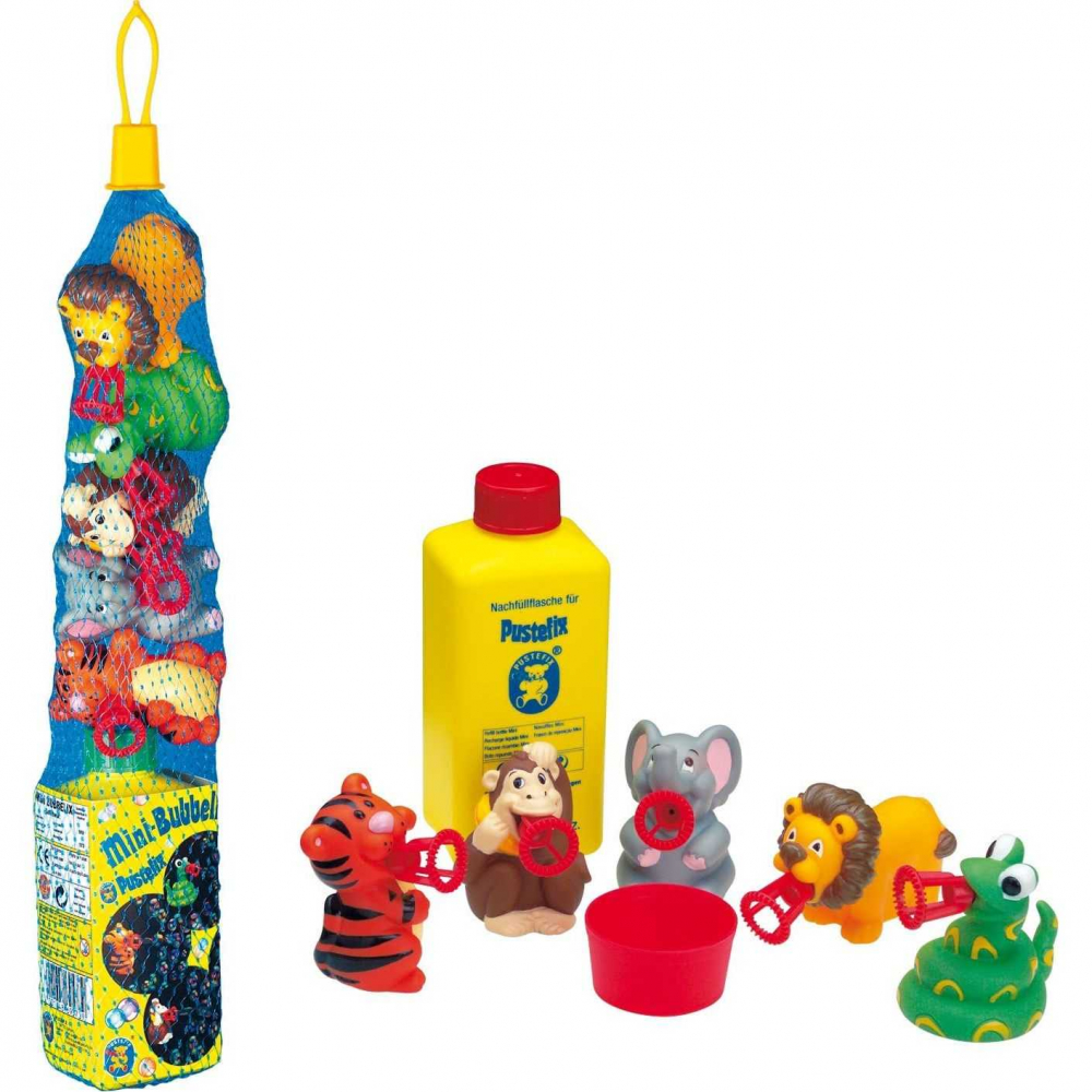 Set baloane de sapun Bubbelix 5 figurine vesele mini Pustefix bubble toys animale safari - 5