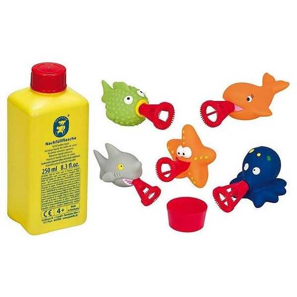 Set baloane de sapun Bubbelix 5 figurine vesele mini Pustefix bubble toys animale marine