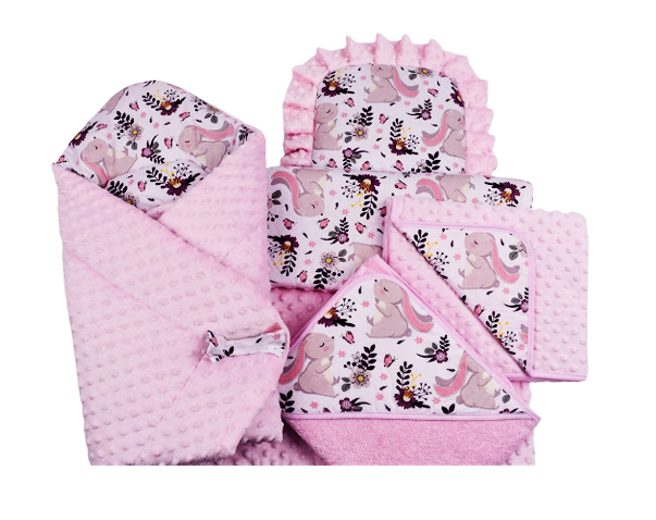 Set multifunctional complet pentru bebelusi cu 5 piese Minky Rabbit