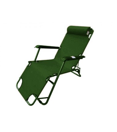 Sezlong-scaun camping panza structura metalica verde - 1