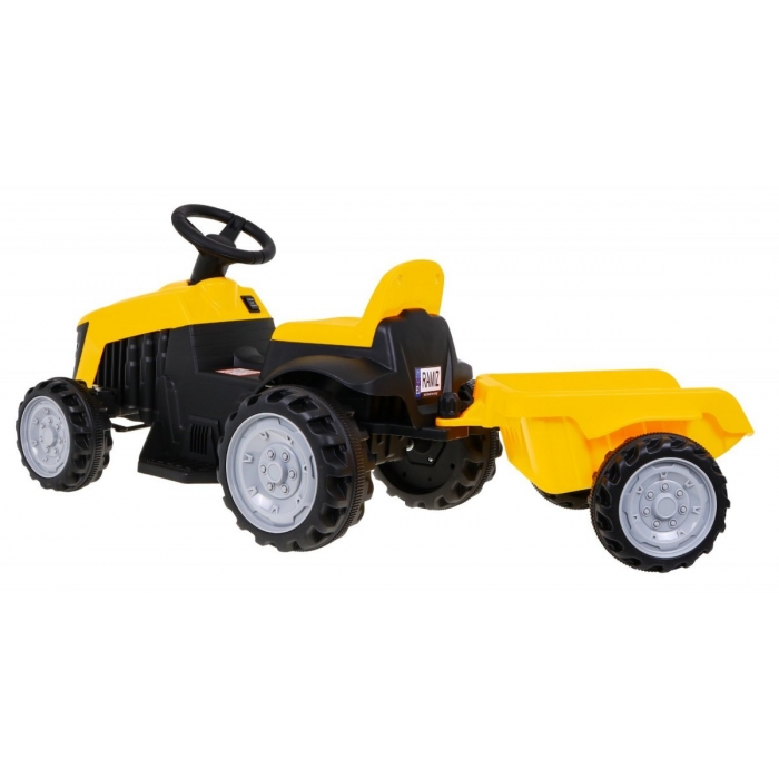 Tractor electric galben 6V cu remorca - 1