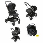 Carucior copii 4 in 1 Chicco One4Ever cu scaun auto Kory Plus ISize Pirate Black