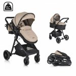 Carucior transformabil 2in1 Moni cu accesorii incluse Rio Khaki pana la 22 kg 