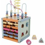 Cub de activitati Joueco The Wildies Family din lemn cu abac 18 luni+ multicolor